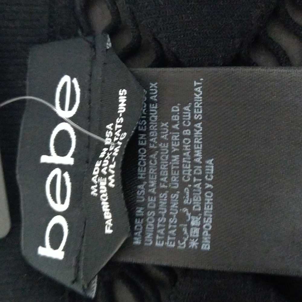 Bebe Diamond Slashes Black Off Shoulder Top Size:M/L - Picture 3 of 9